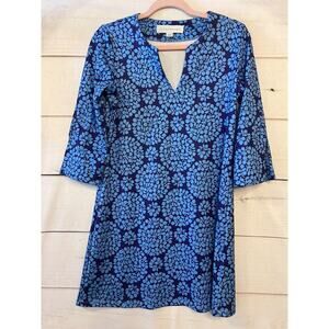 Lesley Evers Dress Size XS Long Sleeve Blue Print Long Sleeves